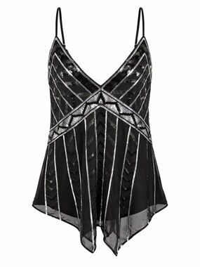 Y2K Express Sequin Beaded Mesh Cami Whisigoth Fairy Grunge Goth Club- Large